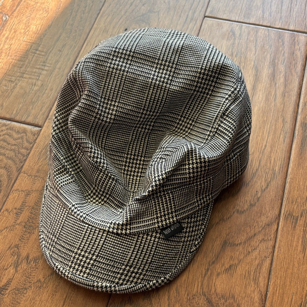 Peter Grimm Unisex Plaid Baker Boy Cap - Black & White